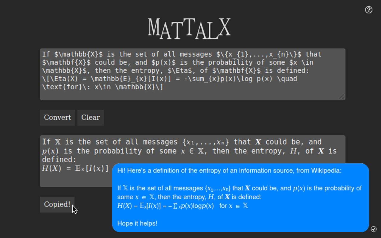 Example MatTalX